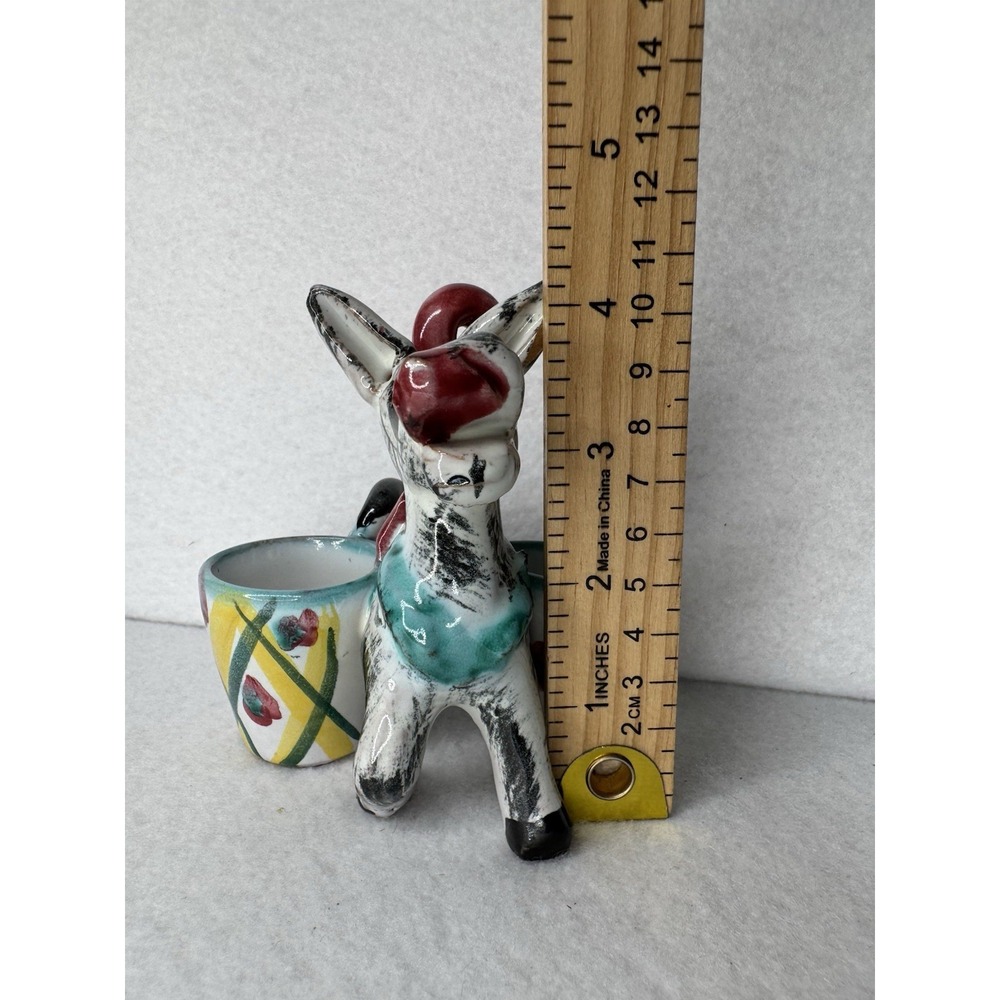 Italy Hand Painted Donkey Figurine with Double Egg Cups - Picture 8 of 12